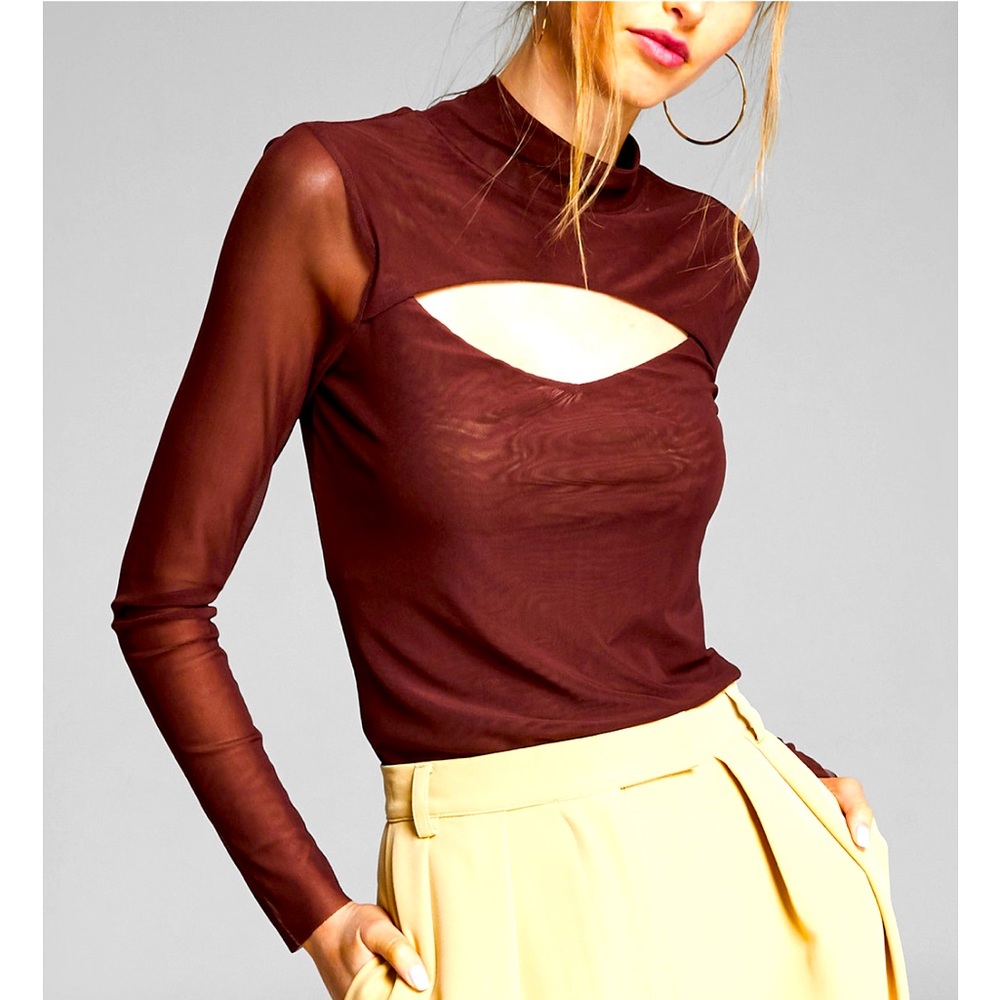 Never worn fitted cutout mesh top